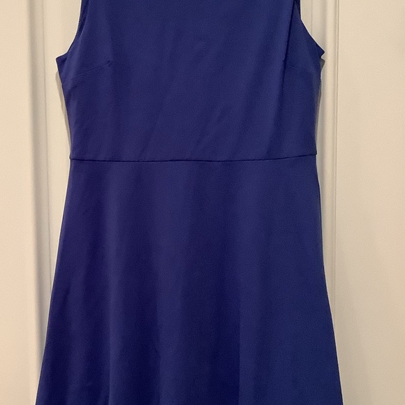 NEW Nicole Miller Blue Fit and Flare Dress Size Large Scalloped Neck Sleeveless - Picture 2 of 10